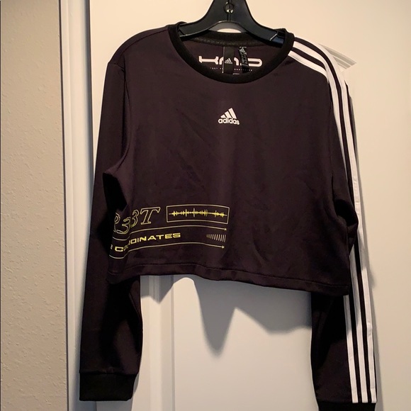 ADIDAS Cropped Sweatshirt Top Long Sleeve - Picture 5 of 11